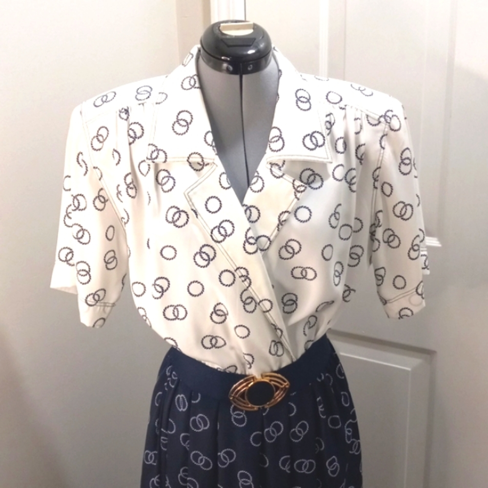 Vintage Leslie Fay Collection Size 12 Maxi Navy Dress